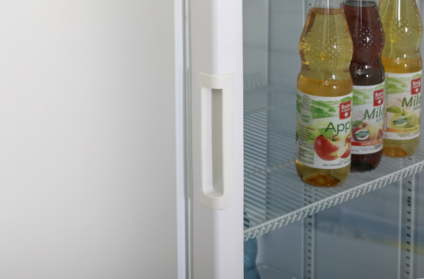 Getränkekühlschrank vertikale zweifache Innenbeleuchtung Glastürkühlschrank FLK 365 weiß KBS 9190025