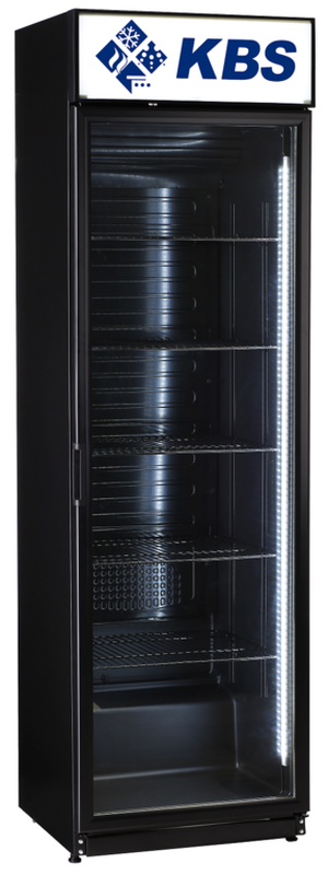 Glastürkühlschrank schwarz zwei vertikalen Linien LED-Innenbeleuchtung 919.0026 FLK 365 von KBS