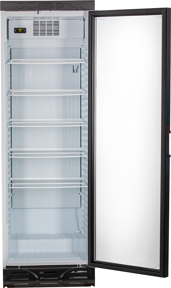 Glastürkühlschrank Glastür-Kühlschrank mit Schloss vertikale LED KBS Gastrotechnik 375GU 60132