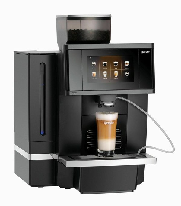 Bartscher Kaffeevollautomat KV1 Comfort schwarz mit einem Milchkühlschrank acht Liter 190031 190082